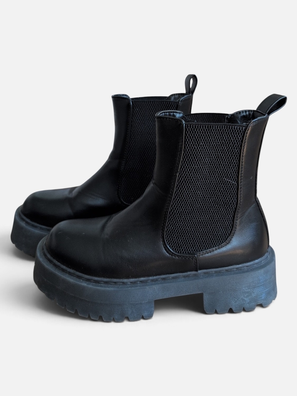 Black Platform Chelsea Boots - Women